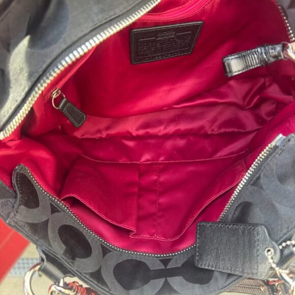 Coach Black Signature Nylon Mia Opaque Chain Tote - Picture 2 of 7